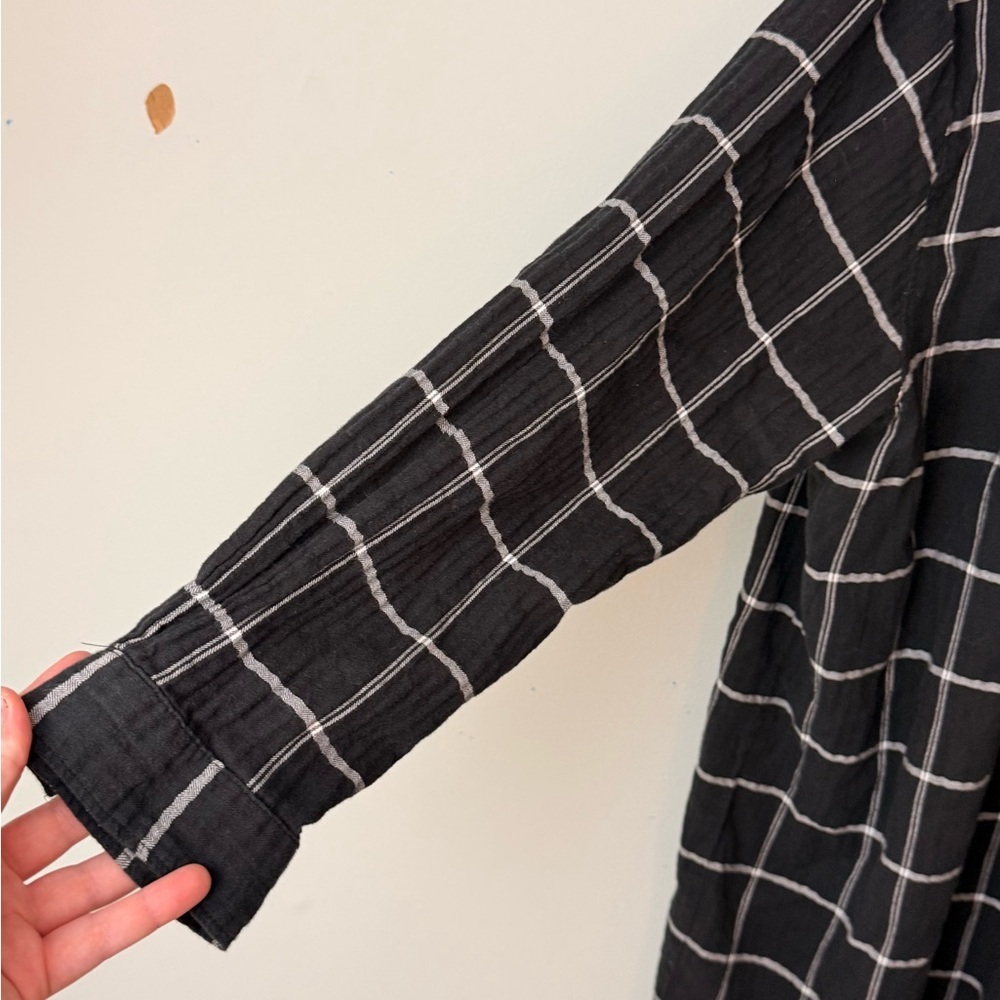 Madewell Windowpane Plaid Shirt Dress Mini Black XXL - Picture 6 of 7